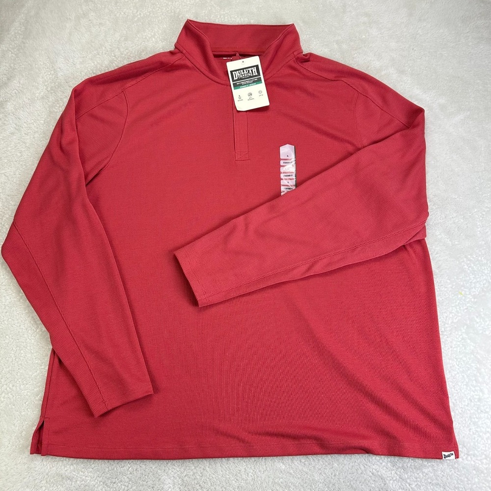 NWT Duluth Trading Co Knuckledown 1/4 Zip Pullover Top Mens XL Pink Standard Fit